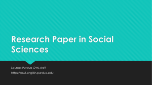 Research Paper in Social Sciences Source: Purdue OWL staff