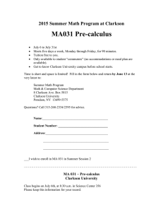 MA031 Pre-calculus 2015 Summer Math Program at Clarkson