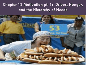 Chapter 12 Motivation pt. 1:  Drives, Hunger,