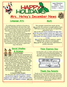 Mrs. Hetey’s December News Language Arts Math