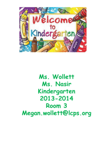 Ms. Wollett Ms. Nasir Kindergarten 2013-2014
