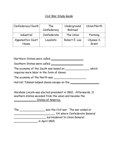Civil War Study Guide  Confederacy/South The