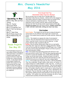 Mrs. Chavez’s Newsletter May 2016  First Grade Field Trip