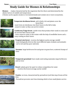 Study Guide for Biomes &amp; Relationships
