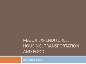 MAJOR EXPENDITURES: HOUSING, TRANSPORTATION AND FOOD Advanced Level