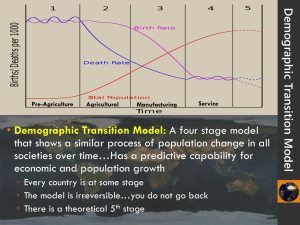 • Demographic Transition Model: A four stage model