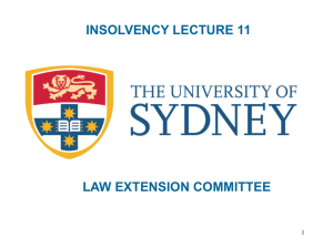 INSOLVENCY LECTURE 11 LAW EXTENSION COMMITTEE 1