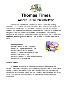 Thomas Times March 2016 Newsletter