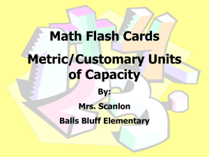 Math Flash Cards Metric/Customary Units of Capacity By: