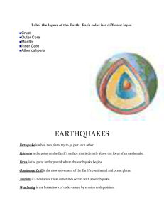 EARTHQUAKES Crust Outer Core Mantle