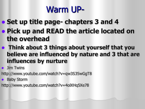 Warm UP- Set up title page- chapters 3 and 4 the overhead