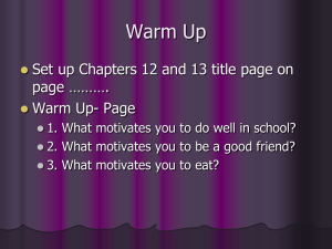 Warm Up Set up Chapters 12 and 13 title page on