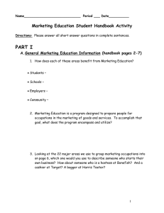 PART I Marketing Education Student Handbook Activity
