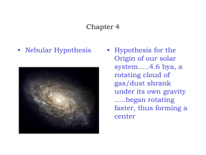 Chapter 4 • Nebular Hypothesis • Hypothesis for the Origin of our solar