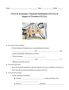 Civics &amp; Economics: Financial Institutions (CE.12c) &amp; Impact of Taxation (CE.13c)