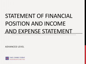 STATEMENT OF FINANCIAL POSITION AND INCOME AND EXPENSE STATEMENT ADVANCED LEVEL