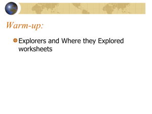 Warm-up: Explorers and Where they Explored worksheets