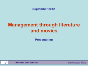 Management through literature and movies September 2012 Presentation