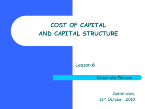COST OF CAPITAL AND CAPITAL STRUCTURE Lesson 6 Corporate Finance