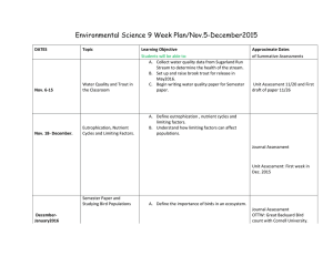Environmental Science 9 Week Plan/Nov.5-December2015