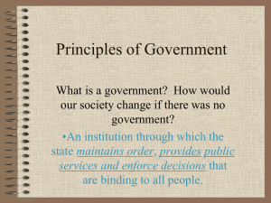 Principles of Government What is a government?  How would government?
