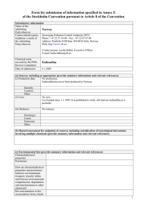 Form for submission of information specified in Annex E