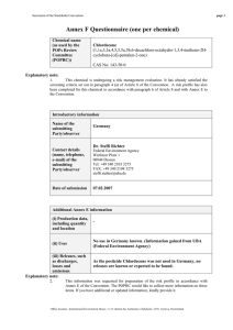Annex F Questionnaire (one per chemical)