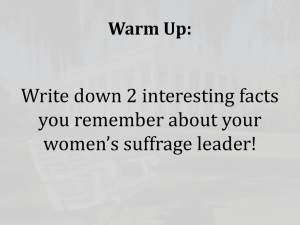 Write down 2 interesting facts you remember about your women’s suffrage leader!