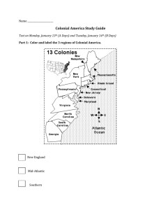Colonial America Study Guide Name ______________________  New England