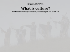 What is culture? Brainstorm: