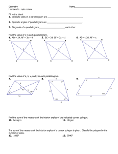 Geometry  Name_______________________________ Homework – quiz review
