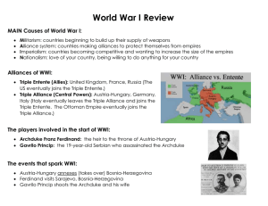 World War I Review MAIN Causes of World War I: