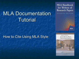 MLA Documentation Tutorial How to Cite Using MLA Style