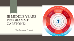 IB MIDDLE YEARS PROGRAMME CAPSTONE: The Personal Project