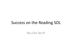 Success on the Reading SOL You Can Do It!