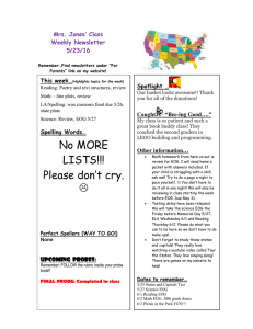 Mrs. Jones’ Class Weekly Newsletter 5/23/16