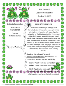 Mrs. Hudson’s Classroom Newsletter October 12, 2015 What We’re Learning