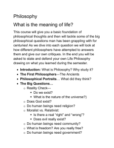 Philosophy What is the meaning of life?