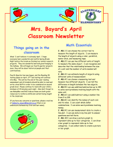 Mrs. Bayard’s April Classroom Newsletter Math Essentials