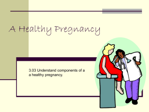 A Healthy Pregnancy 3.03 Understand components of a a healthy pregnancy.