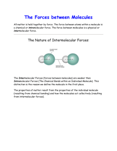 The Forces between Molecules  The Nature of Intermolecular Forces: