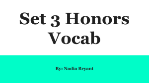 Set 3 Honors Vocab By: Nadia Bryant