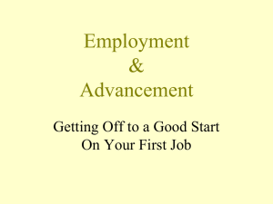 Employment &amp; Advancement Getting Off to a Good Start