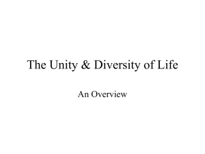 The Unity &amp; Diversity of Life An Overview