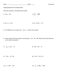 Solving Equations Test Study Guide