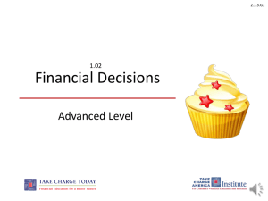 Financial Decisions Advanced Level 1.02 2.1.3.G1
