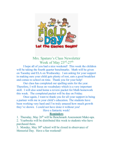 Mrs. Spataro’s Class Newsletter Week of May 23 -27