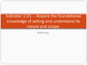 Indicator 2.01 – Acquire the foundational nature and scope. Marketing