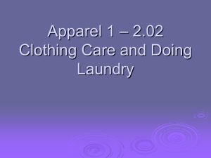 – 2.02 Apparel 1 Clothing Care and Doing Laundry