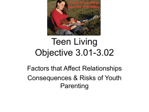Teen Living Objective 3.01-3.02 Factors that Affect Relationships Consequences &amp; Risks of Youth